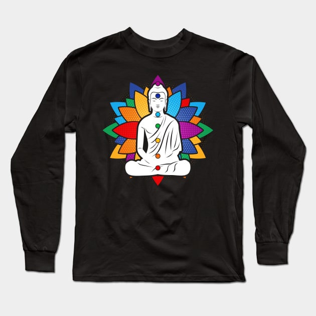 Buddha Chakra Meditation Long Sleeve T-Shirt by RadStar